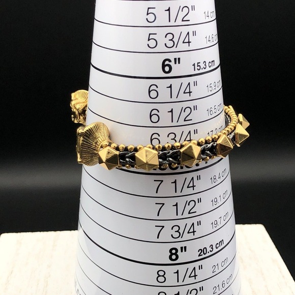 Stella & Dot Bracelet Artemis Double Lion Head Gunmetal Gold Tone Stud Cuff Rare - Picture 9 of 9